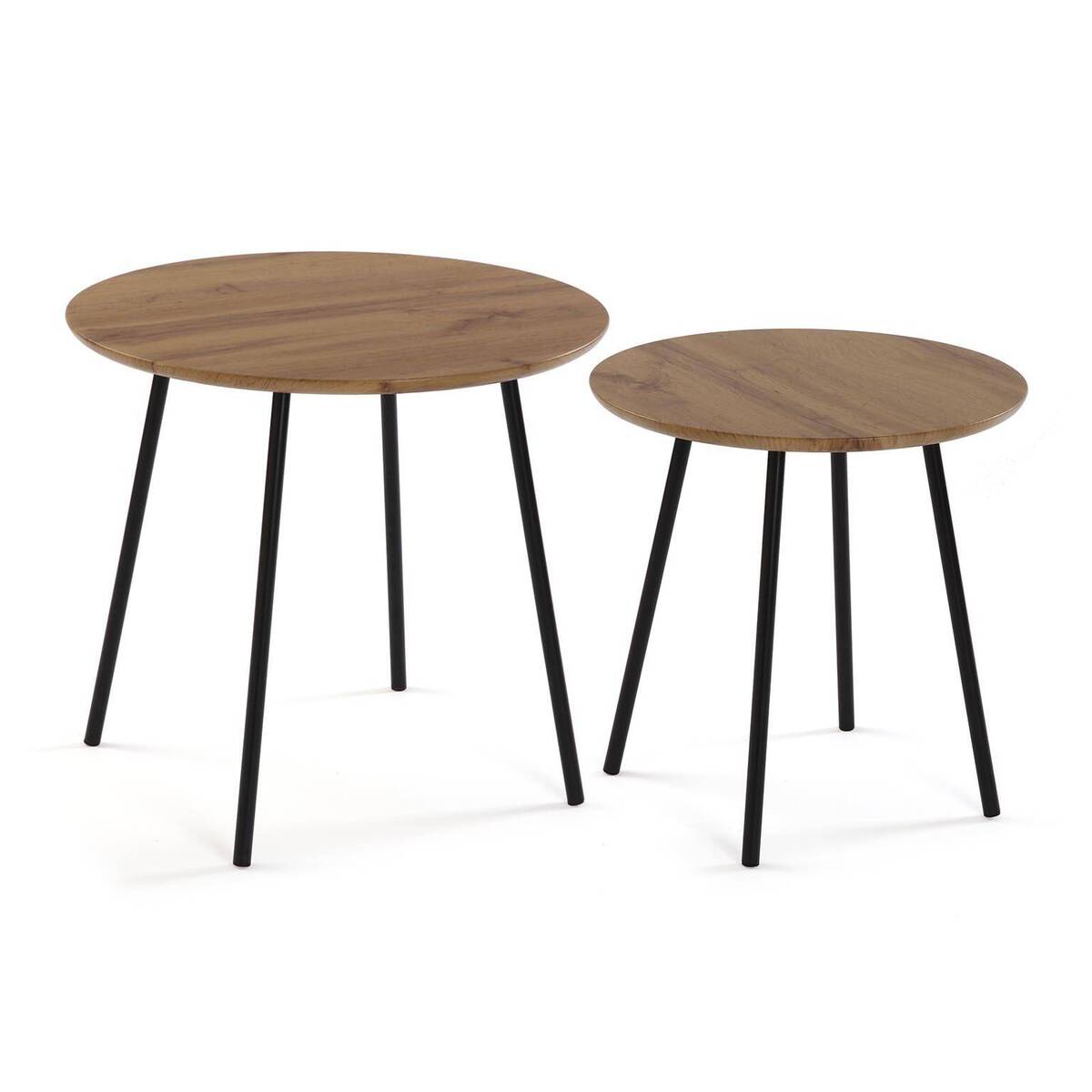 Conjunto de 2 mesas auxiliares de superficie de madera MDF y patas de metal negras 20880115
