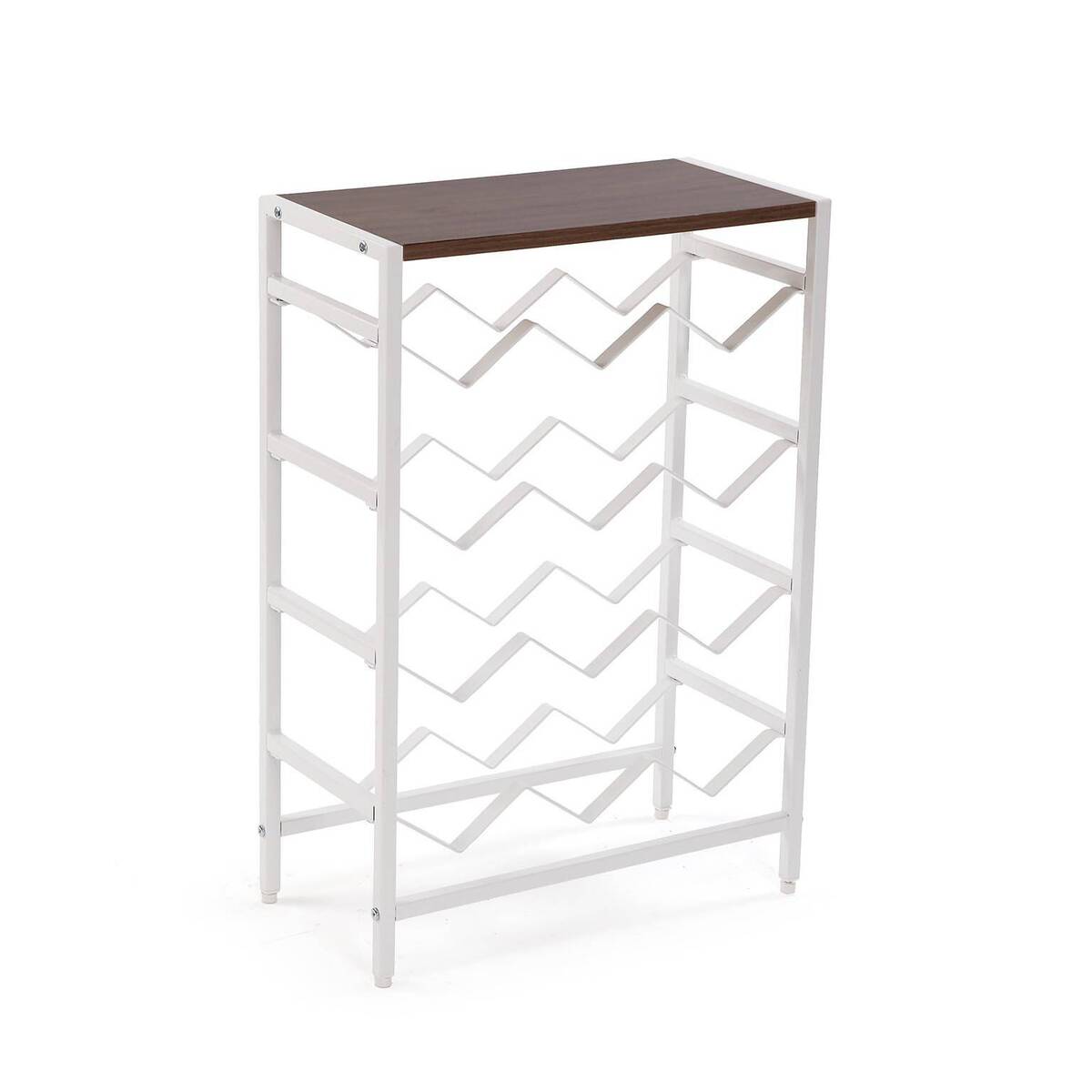 Mueble Bar 12 Botellas de Madera MDF Oscuro-Metal Blanco 21300086