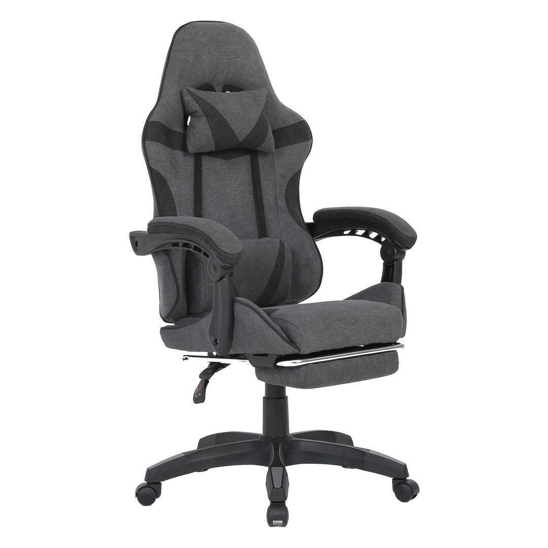Silla Gaming MÓNACO Tapizada en Poliester Gris/Negra
