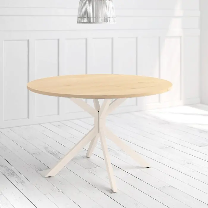 Mesa Redonda Eco De Madera De Chopo - 60 Cm Diámetro, 75 Cm Alto, Con Hueco Para Brasero - Fácil Montaje