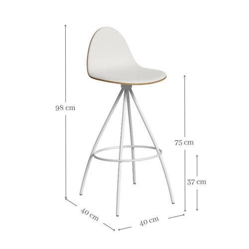 Taburete de Cocina PETRIS coolor Blanco con Asiento Tessuto