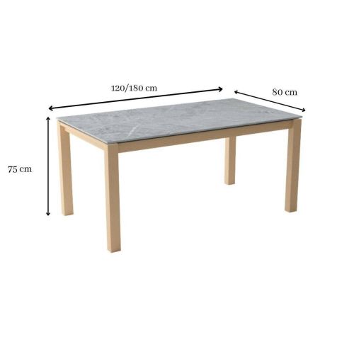 Mesa Extensible con Patas de Madera Tostada y Encimera Vera KERALA