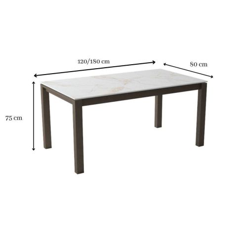 Mesa Extensible con Patas de Madera Canaletto y Encimera Entzo KERALA