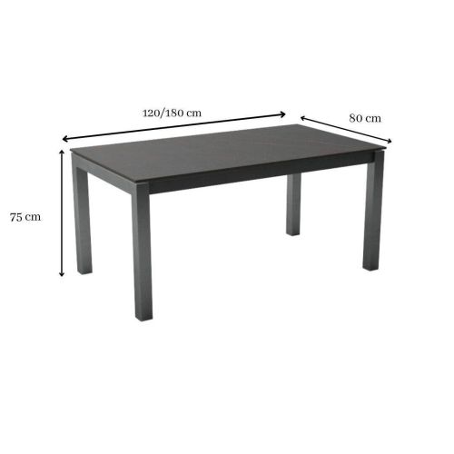 Mesa Extensible con Patas de Acero Antracita y Encimera Kelya KERALA