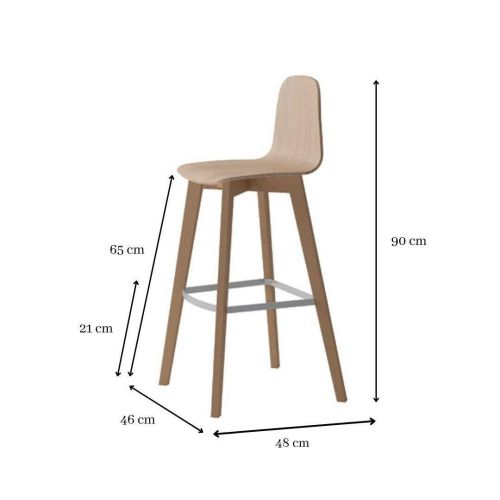 Taburete de 65 cm con Patas y Asiento de Madera de Haya DOLCE