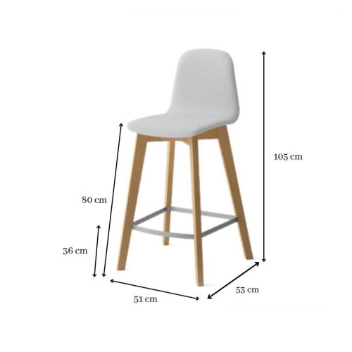 Taburete DOLCE de 80 cm con Asiento Tapizado y Patas de Madera