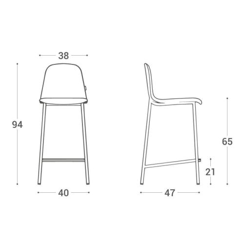 Taburete de Cocina MOLY Tapizado con Patas en Negro