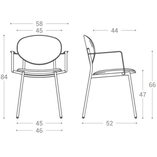 Silla de Cocina WAY TESSUTO con Asiento Tapizado y Reposabrazos