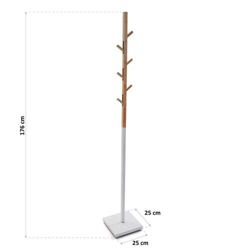 Perchero de 6 Colgadores de Metal-Madera Color Natural-Blanco 18790704