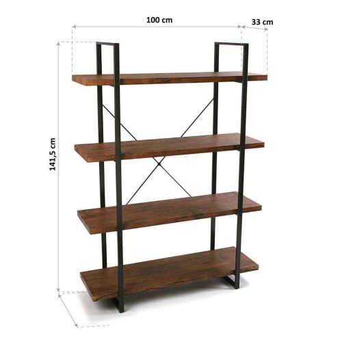 Estantería Marrón de 4 Baldas de Madera 10330112