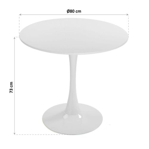 Mesa de Cocina Redonda Blanca con Patas Metalicasy Tablero de Madera 22020040