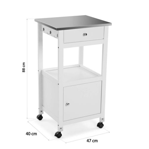 Carro de Cocina Gris de Madera MDF y Acero Inoxidable con Cajones y Espacio Central 15810037