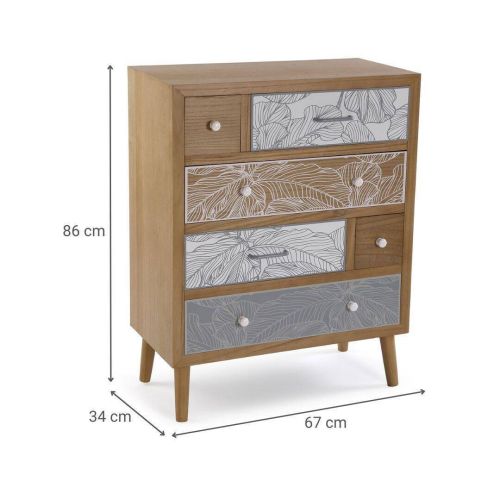 Cómoda PALM GREY de Madera MDF y Abeto de 6 cajones con Diseño 21530115