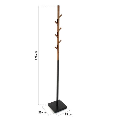 Perchero de 6 Colgadores de Metal-Madera Color Natural-Negro 18790705