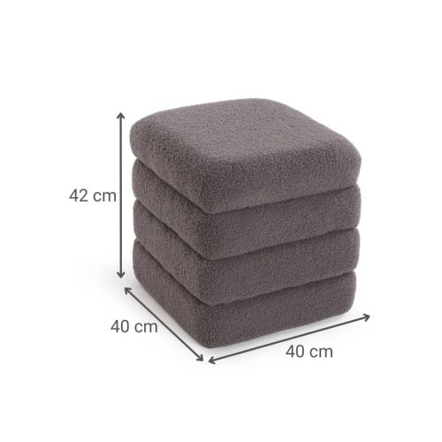 Puf TEDDY Cuadrado Baúl Relleno de Algodón Estructura MDF Color Gris 22670007