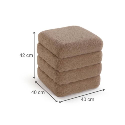 Puf TEDDY Cuadrado Baúl Relleno de Algodón Estructura MDF Color Marrón 22670006