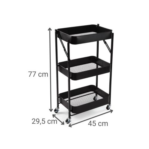 Carro Plegable Negro con 3 Cestas de Metal 22250185