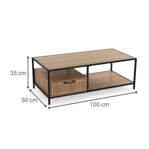 Mesa de Centro Rectangular NASHVILLE con Cajón MDF y Metal 21520107