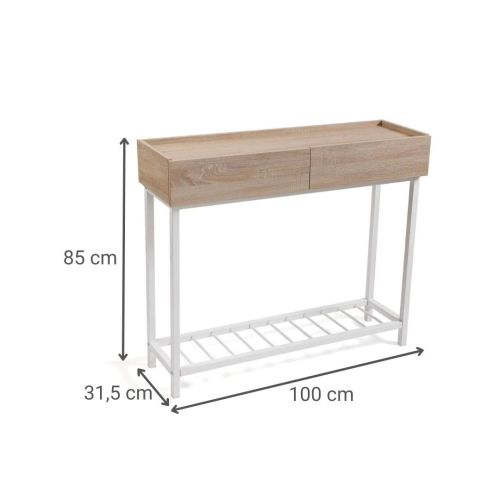 Consola Auxiliar con 2 Cajones en MDF y Metal Blanca 21300103