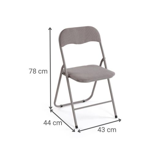 Silla Plegable LIRA CORDUROY Tapizada en Metal Color Gris 22930002