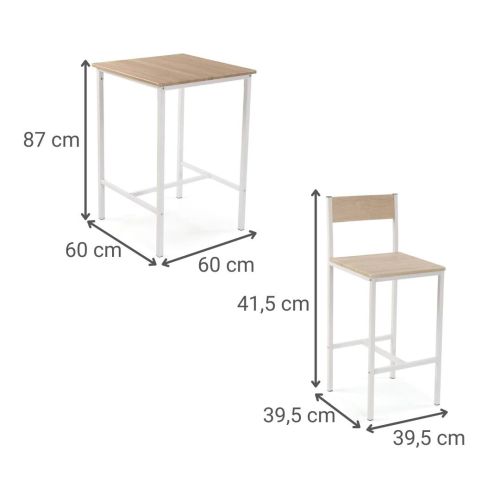 Juego de Mesa con 2 Taburetes en Madera y Metal 20880137
