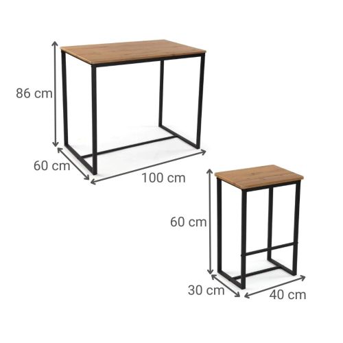 Juego de Mesa con 4 Taburetes en Madera y Metal 20880134
