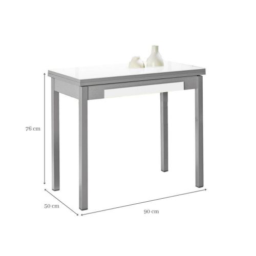 Mesa de cocina de 90x50 cm con apertura libro y tapa de cristal