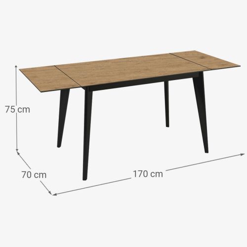 Mesa de Cocina Extensible con Alas ERGO de Aluminio color Negro