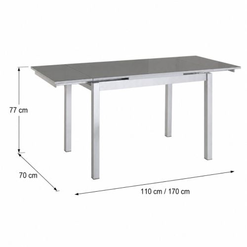 Mesa de Cocina Extensible de Aluminio GIJÓN con Tablero de Cristal