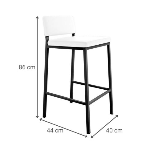 Taburete Alto de color Negro NINO con Asiento Tapizado y Respaldo