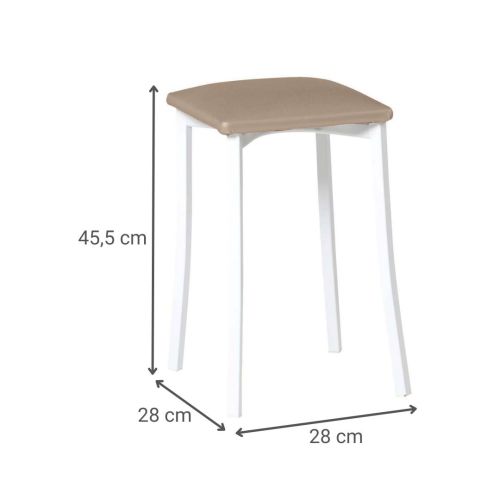 Taburete de Cocina en Blanco 823/BL con Asiento Tapizado