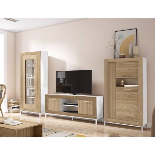 Composición de Salón GNESIS LINE en acabado Blanco Mate y Naturale