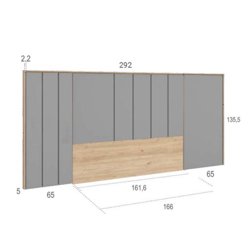 Cabecero de Matrimonio 296 cm EPIRO Acabado Naturale-Rayado