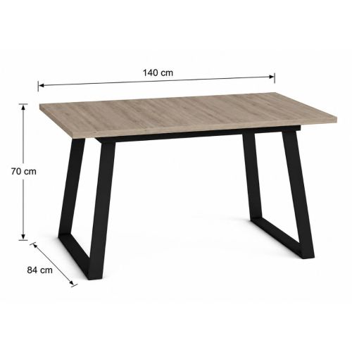 Mesa Fija M802 140x90 cm Rectangular Melamina y Patas Metálicas Trapecio