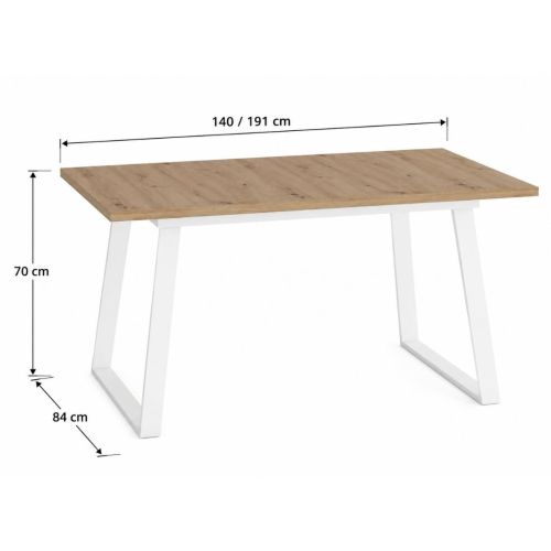 Mesa Extensible M800 140x90 cm Rectangular Melamina y Patas Metálicas Trapecio