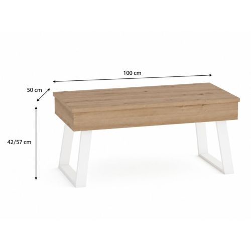 Mesa Centro Elevable 100x50 cm con Patas Trapecio de Metal M804