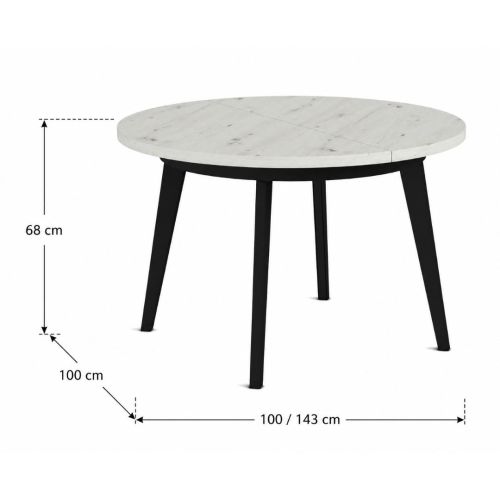 Mesa Extensible Circular 100 cm Melamina y Patas Inclinadas de Metal M816