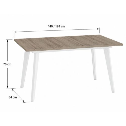 Mesa Extensible 140x90 cm Melamina y Patas Inclinadas de Metal M810