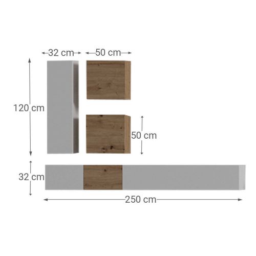 Conjunto de Salón Modular BLOCK.2 en color Blanco-Artisan 401
