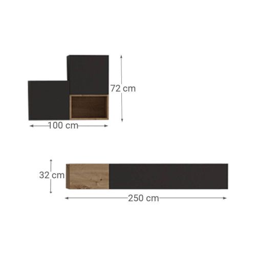 Conjunto de Salón Modular BLOCK.2 en color Ébano-Artisan 433