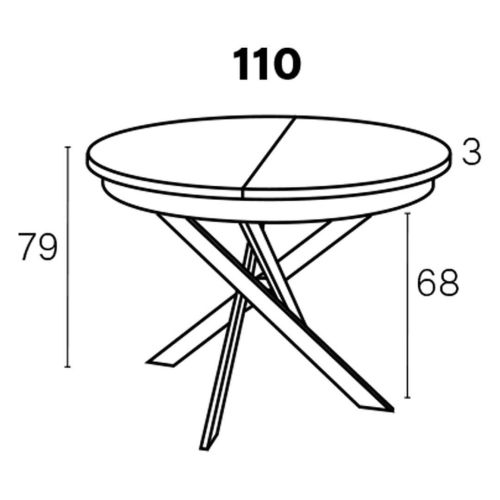 Mesa de Comedor Redonda Extensible con Patas Metálicas M825