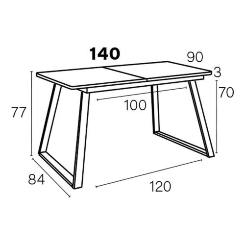Mesa de Comedor Extensible Rectangular con Patas Metálicas Trapecio M822