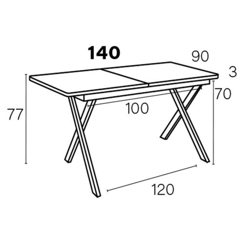 Mesa de Comedor Extensible Rectangular de Melamina con Patas Metálicas en X M824