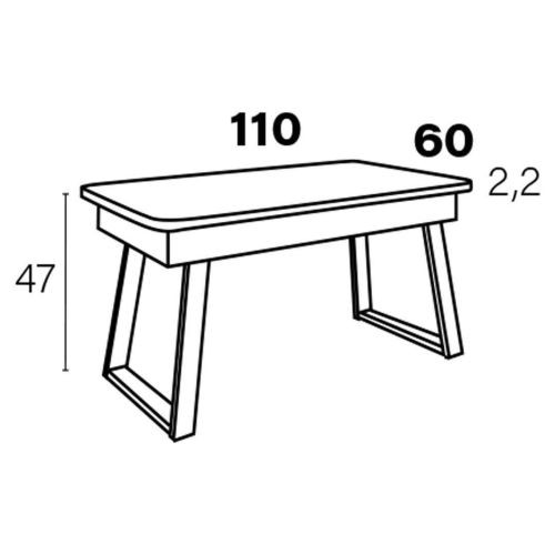 Mesa de Centro Elevable Rectangular con Patas Metálicas Trapecio M833