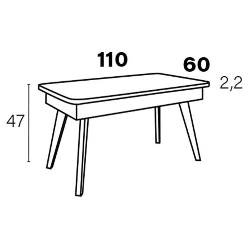 Mesa de Centro Elevable Rectangular con Patas Metálicas Inclinadas M834