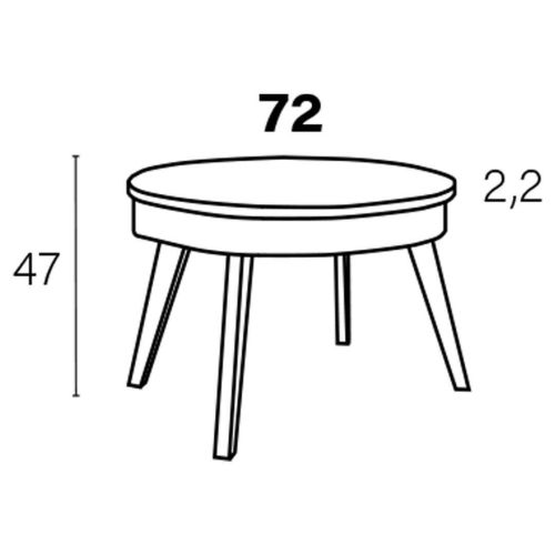 Mesa de Centro Elevable Redonda de Melamina con Patas Metálicas Inclinadas M837