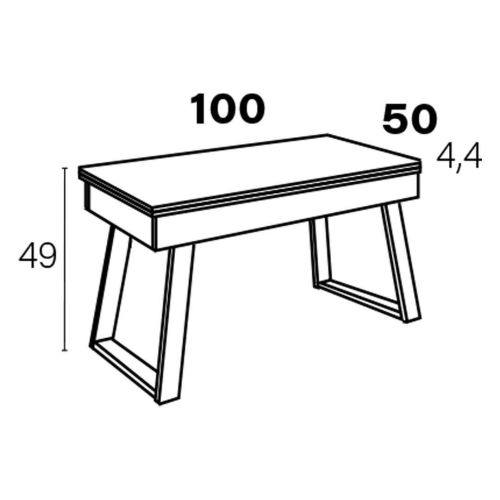 Mesa de Centro Elevable Rectangular con Patas Metálicas Trapecio M838