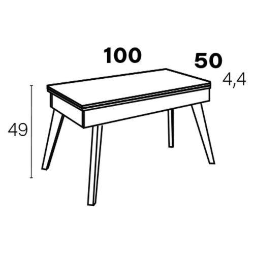 Mesa de Centro Elevable Rectangular en Melamina con Patas Metálicas Inclinadas M839