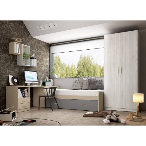 Dormitorio Juvenil de color Perla, Hibernian y Zinc LIDER GO 226