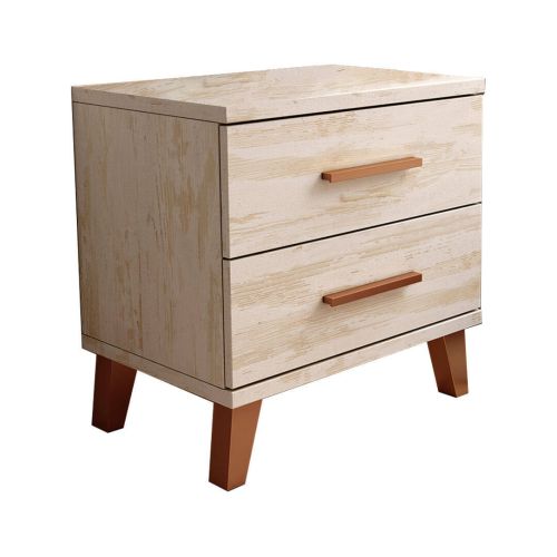 Mesita de noche de dos cajones con patas. Modelo OKUME SAX CNKM48KK